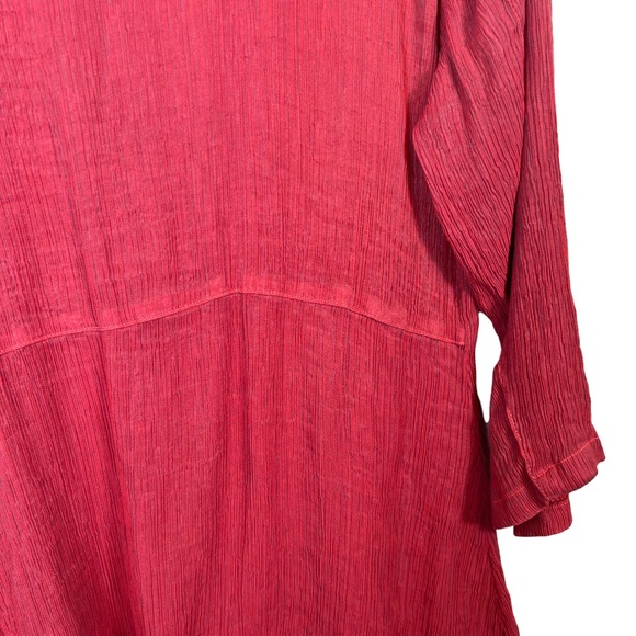 Cut Loose Lagenlook Textured Button Front Tunic Raspberry Medium - Picture 6 of 10